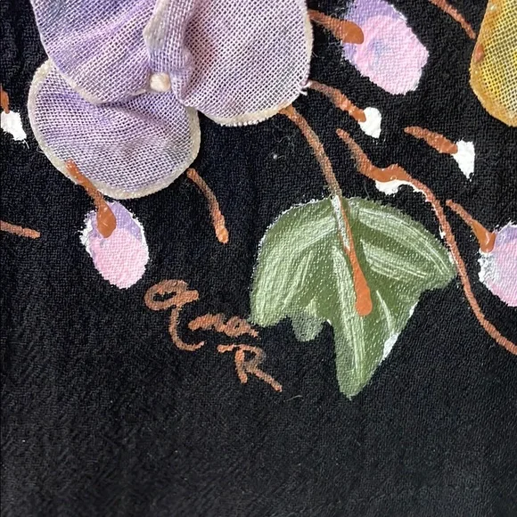 Vintage Ana Rosa Black Cap Sleeve Blouse with Floral Details - Picture 6 of 8